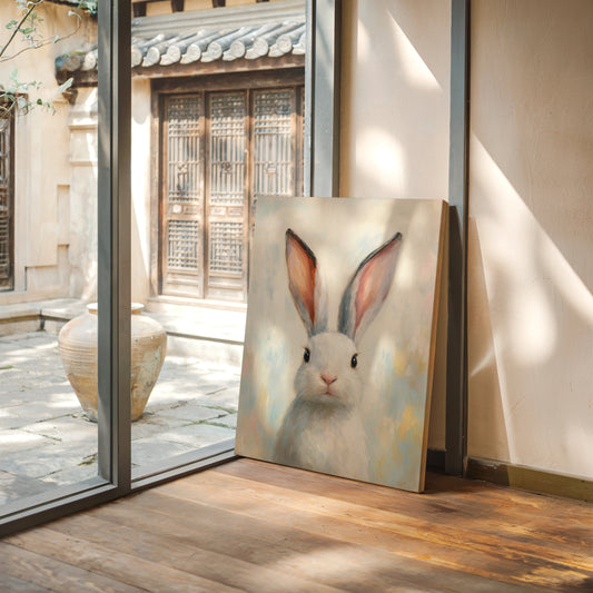 Bright Eyed Bunny in Soft Pastels
