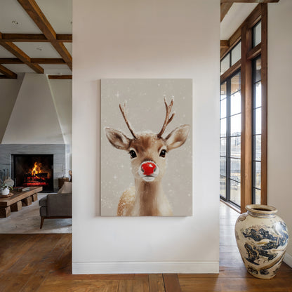 Adorable Snowy Reindeer – Cozy Christmas Wall Art Print