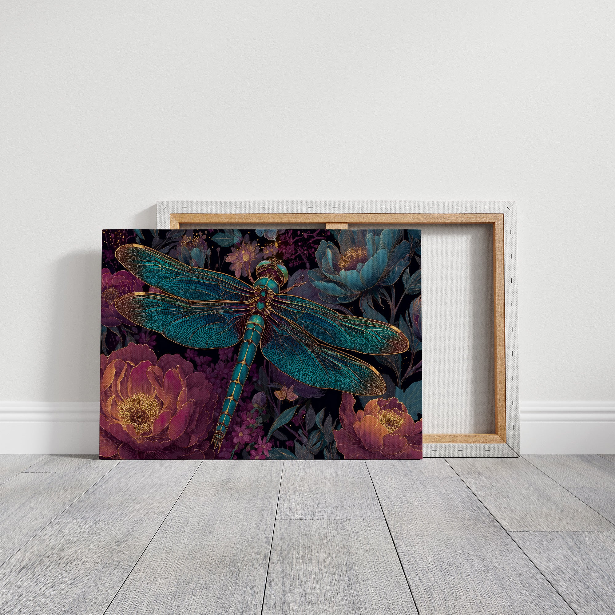 Iridescent Wings Among Midnight Blooms