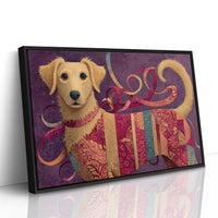 Golden Puppy in Patchwork Ribbons