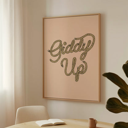 Giddy Up Rope Typography Print – Western Cowboy Wall Art