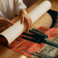 Desert Moon — Red Rock Saguaro Screenprint