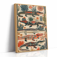 Desert Alligators in Folk Pattern