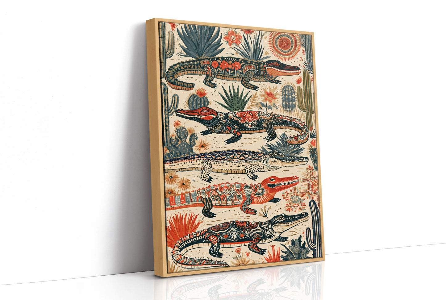 Desert Alligators in Folk Pattern