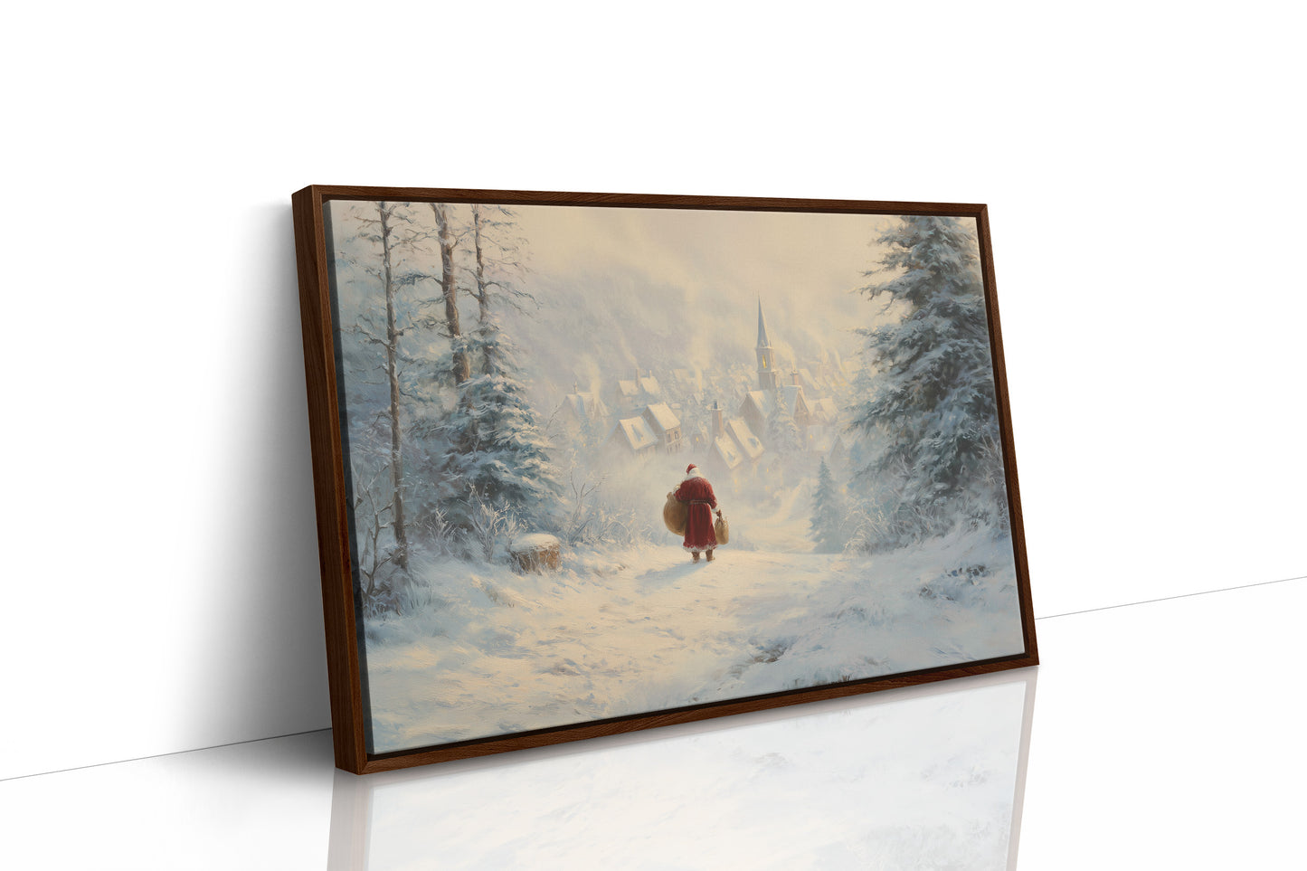 Snow Path Leads To Village Light