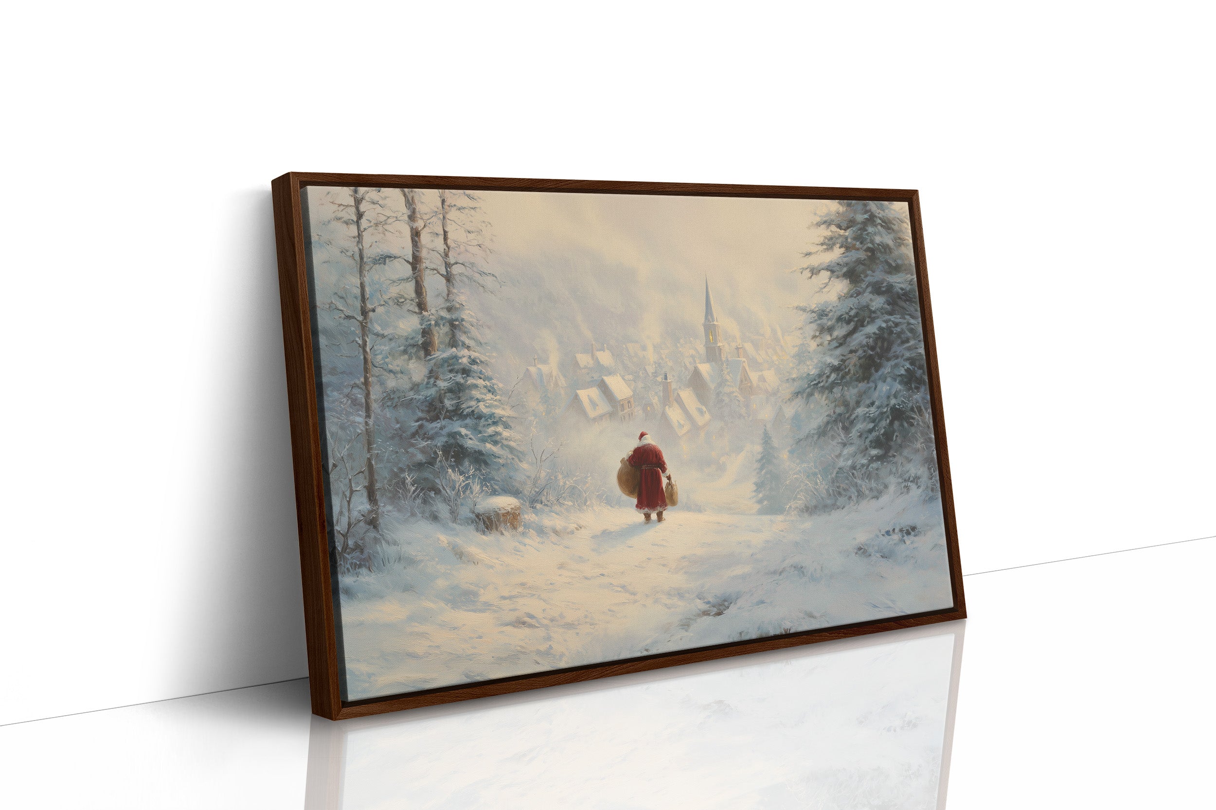 Snow Path Leads To Village Light