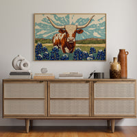 Texas Icon – Longhorn and Bluebonnets Pop Art