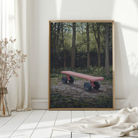 Pink Bench Waits In Forest Shade