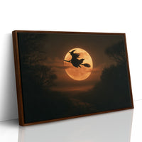 Witch Flying Across Full Moon