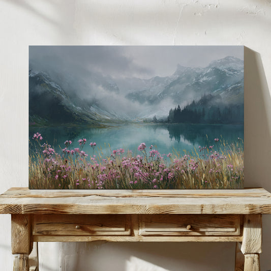 Alpine Wildflowers Meet Misty Waters