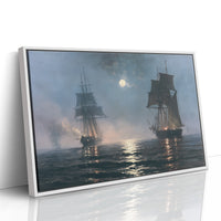 Tall Ships Under a Hazy Moon