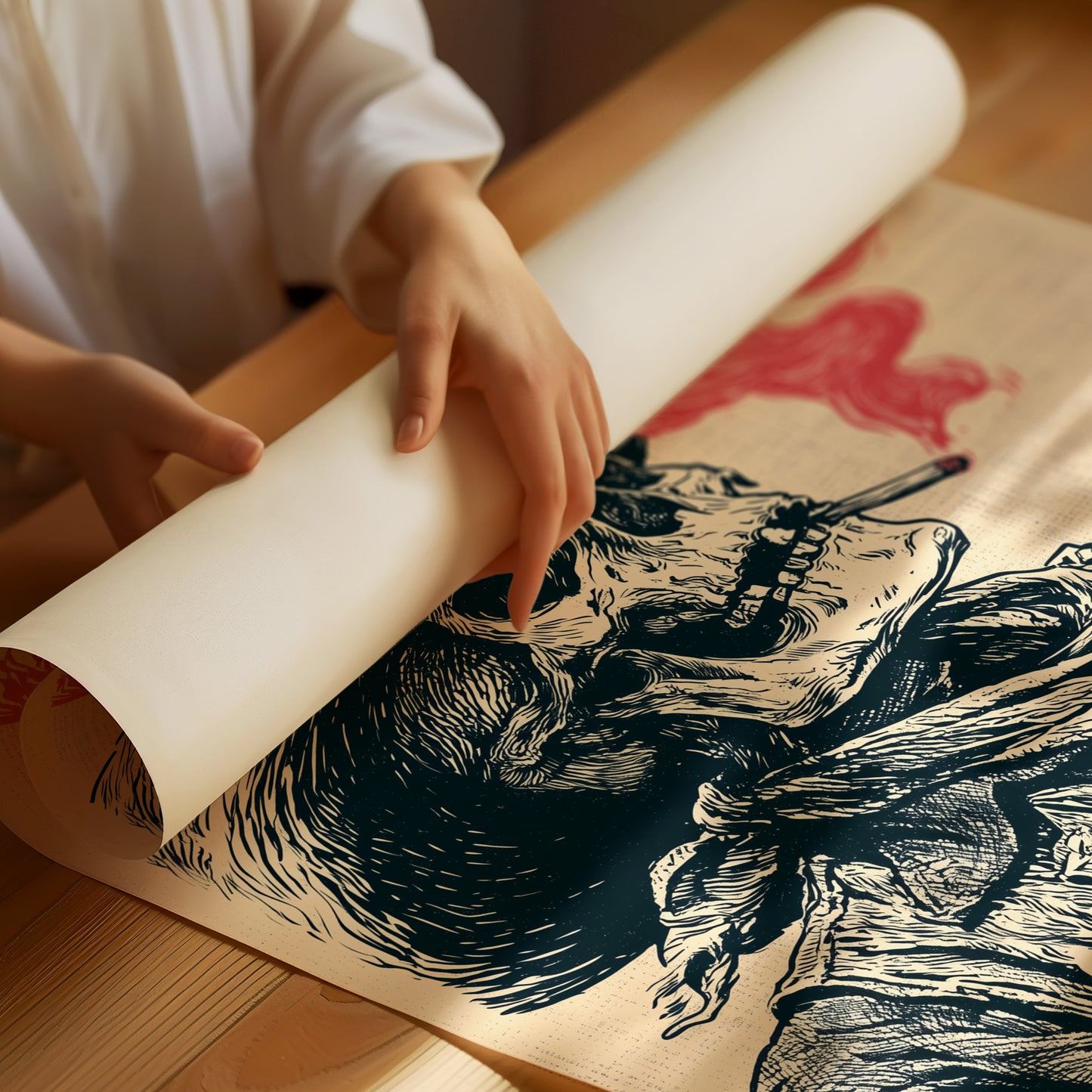 The Last Cowboy — Profile Skeleton Engraving Print