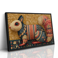 Folk Tapestry Rabbit Portrait