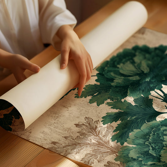Emerald Blooms on Rustic Canvas