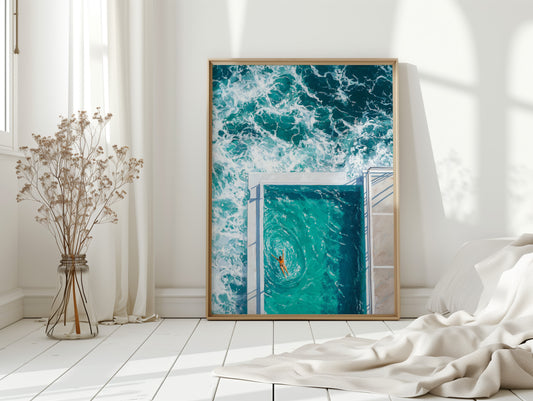 Ocean Pool Meets Morning Swimmer