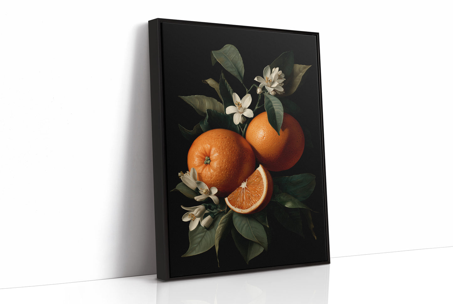 Citrus Blooms Against Midnight Velvet