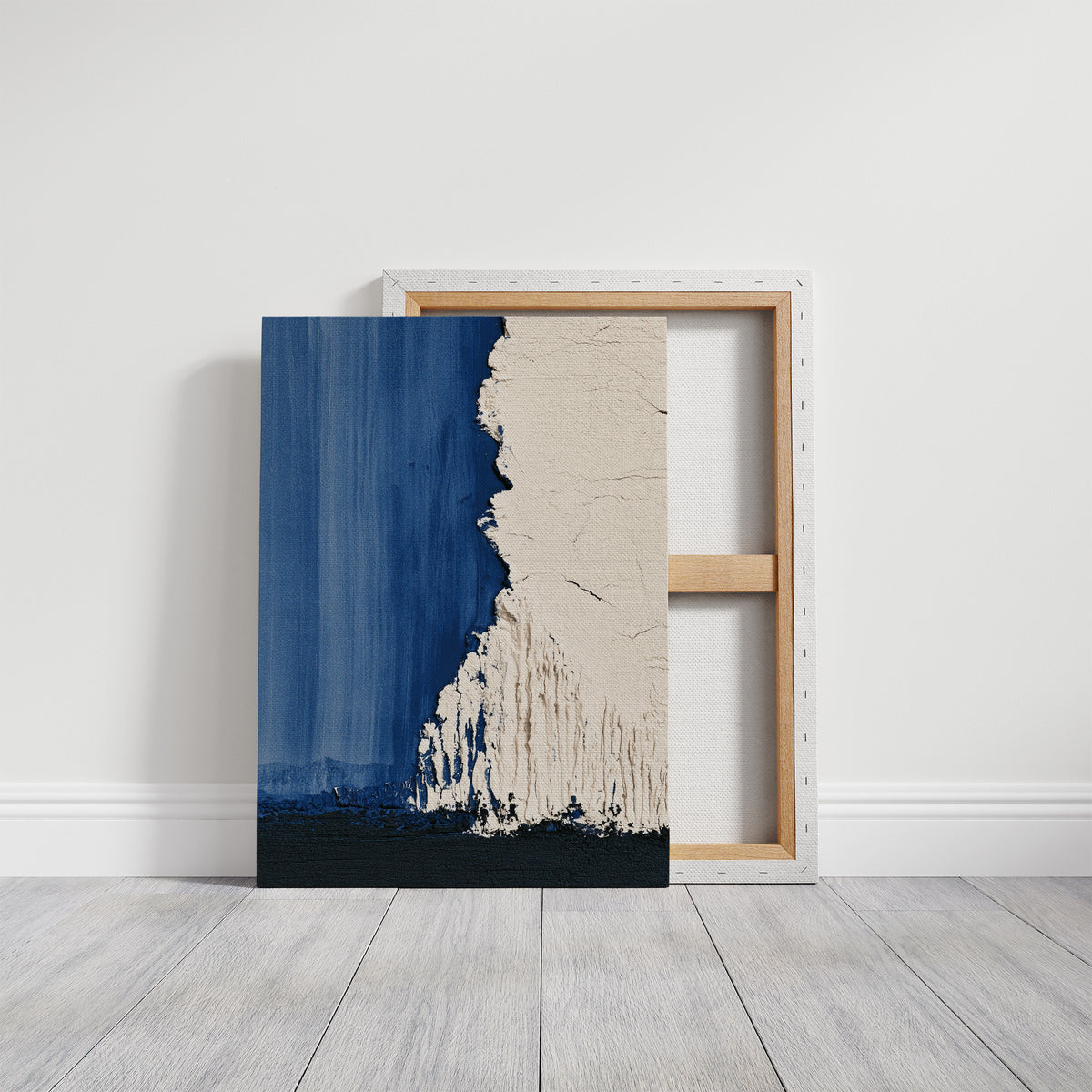 Indigo White Torn Edge Abstract