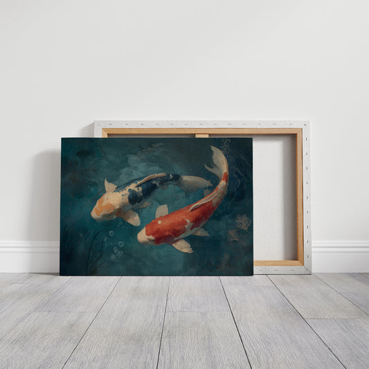 Koi Circle Through Teal Depths