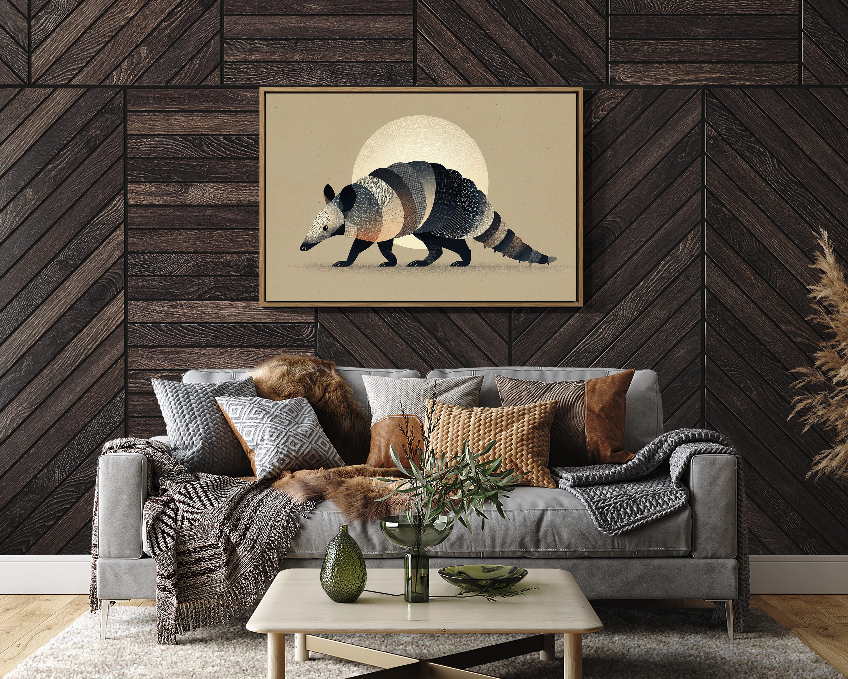 Moonlit Armadillo Carries Desert Patterns