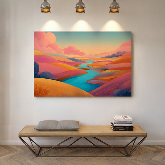 Turquoise River Cuts Through Sunset