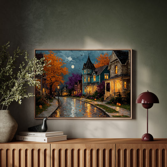Autumn Glow on Cobblestone Lane