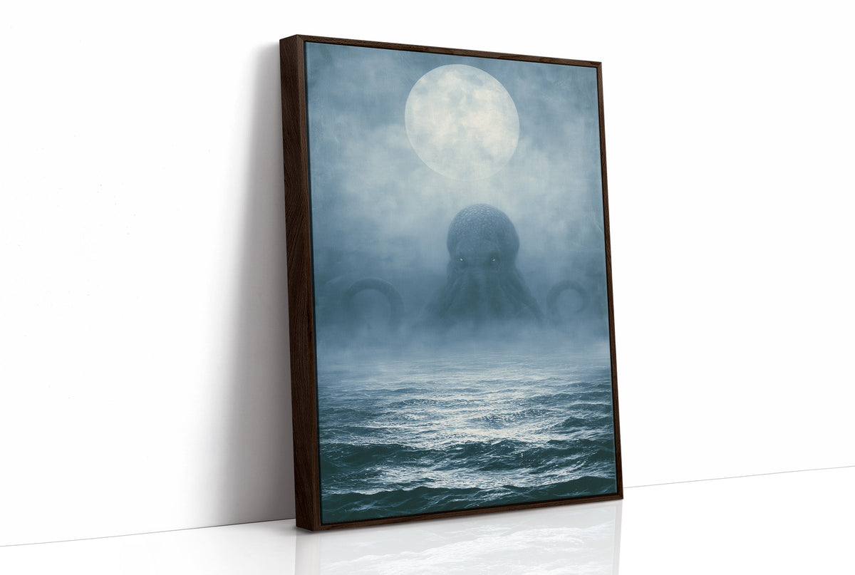 The Kraken Rises — Moonlit Deep Sea Painting