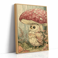Toadstool Hideaway: Curious Owl Close-Up