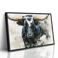 Ink Wash Longhorn Close-Up