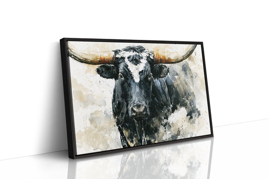 Ink Wash Longhorn Close-Up