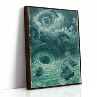 The Kraken and the Maelstrom — Teal Maritime Horror Print