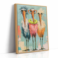 Nerdy Bird Trio: Storks in Sweaters and Specs