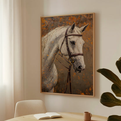 Majestic White Horse Portrait – Western Equestrian Wall Art