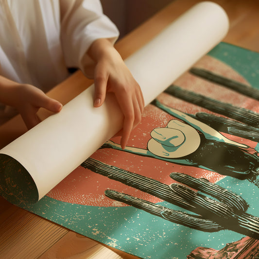 Blood Moon Cowgirl — Retro Desert Screenprint