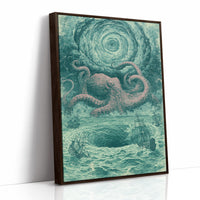 The Kraken and the Fleet — Pink and Teal Maritime Horror Print
