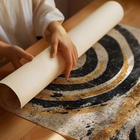 Golden Circles on Weathered Canvas