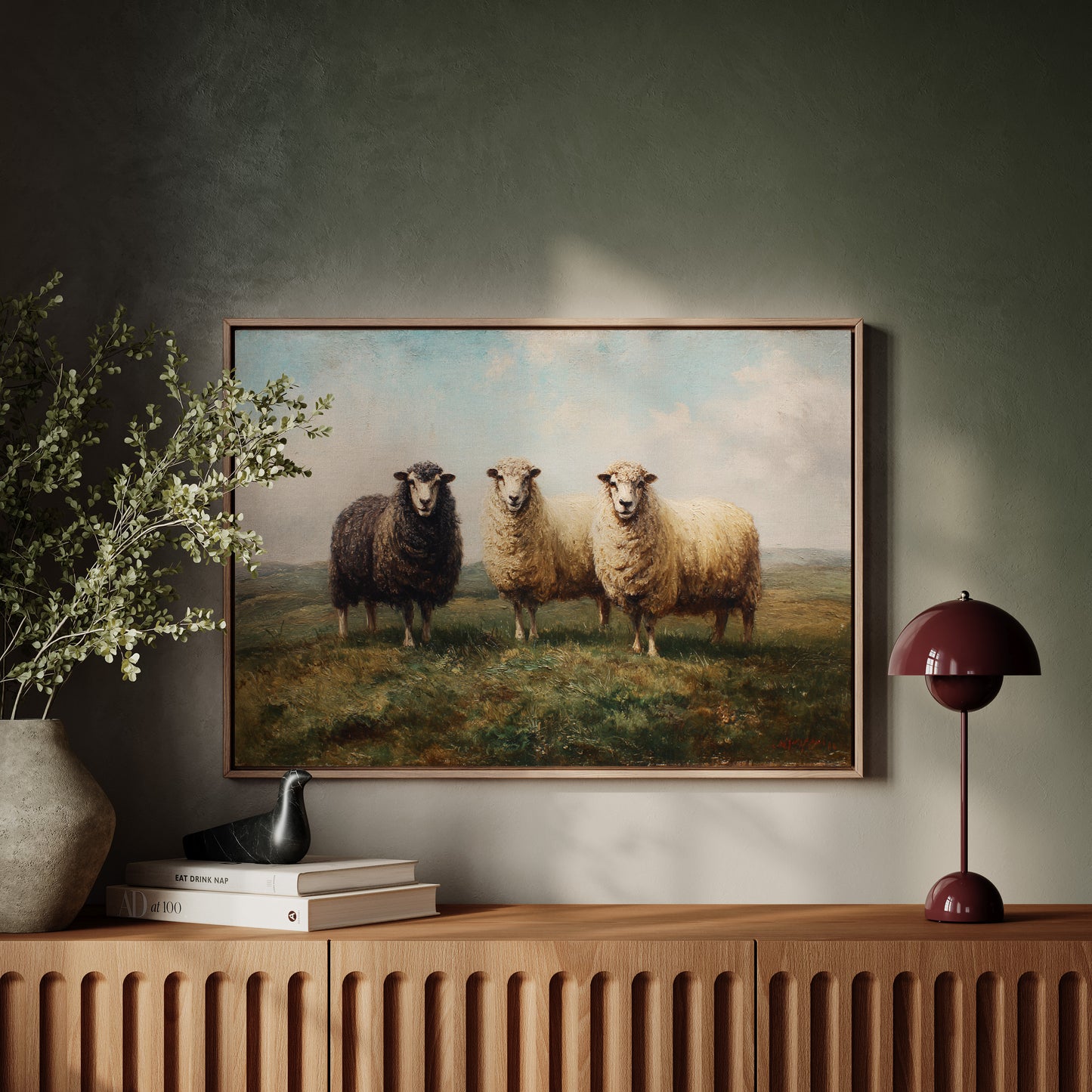 Three Sheep Stand Watch At Dawn