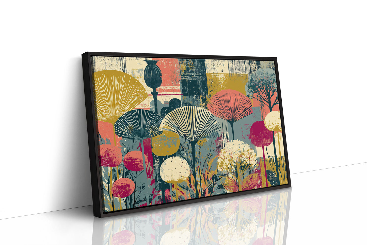 Fan Flowers, Retro Botanical Collage