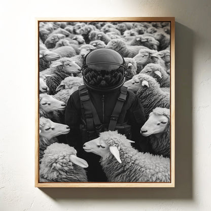 Astronaut Among the Sheep