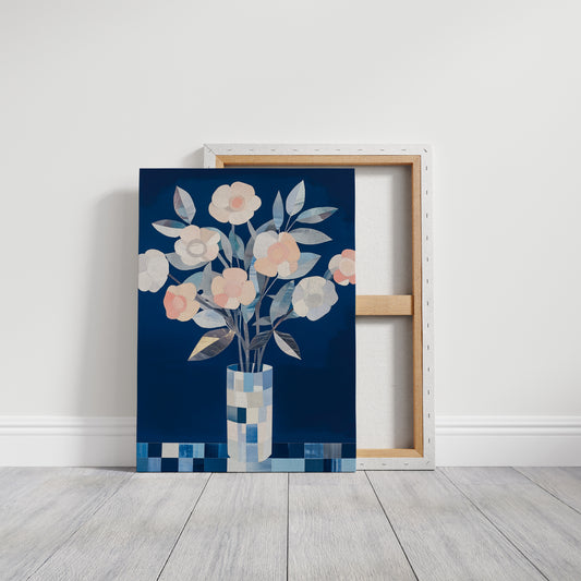 Silver Petals On Midnight Blue