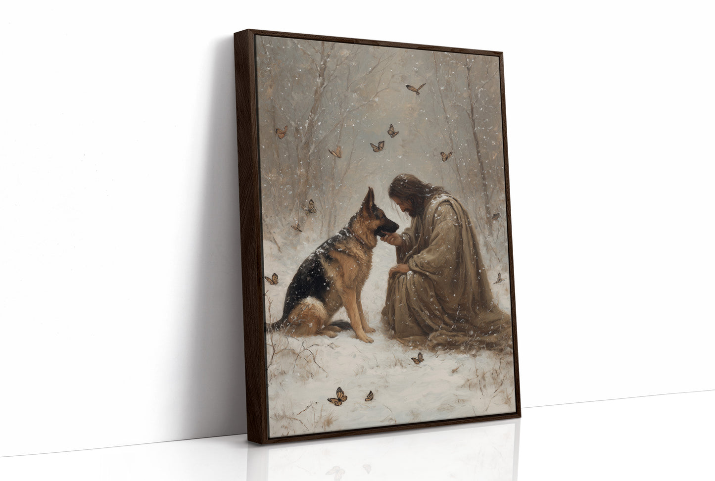 Winter's Bond Amid Dancing Butterflies