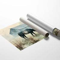Grazing Horse, Foggy Farmstead