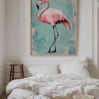 Flamingo Wall Art – Tropical Pink Bird Print, Boho Coastal Decor, Vibrant Animal Painting