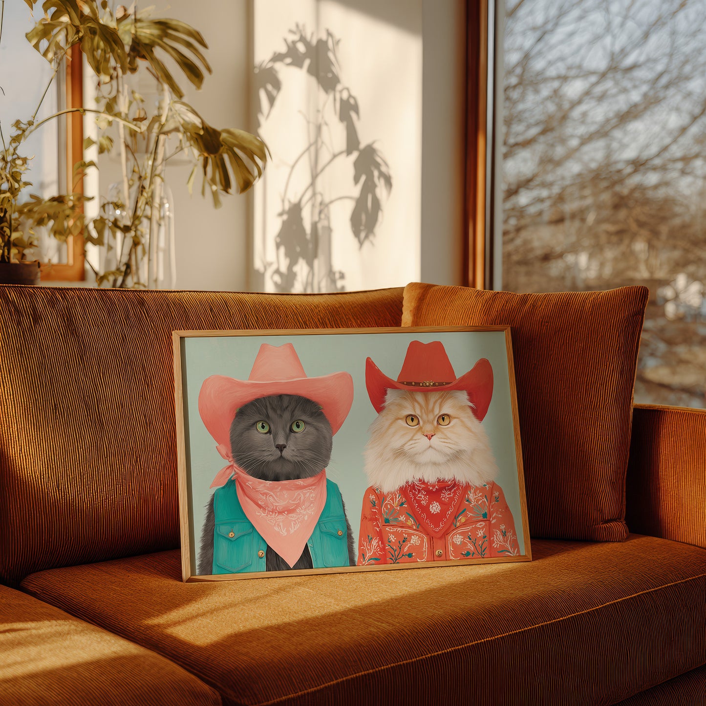 Cowboy Cats Ride At Dawn