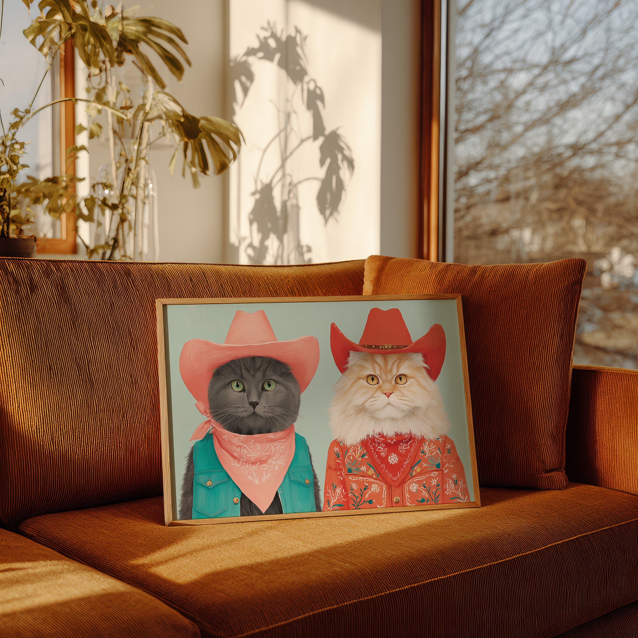 Cowboy Cats Ride At Dawn