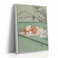 Peaceful Pup Among Cherry Blossoms