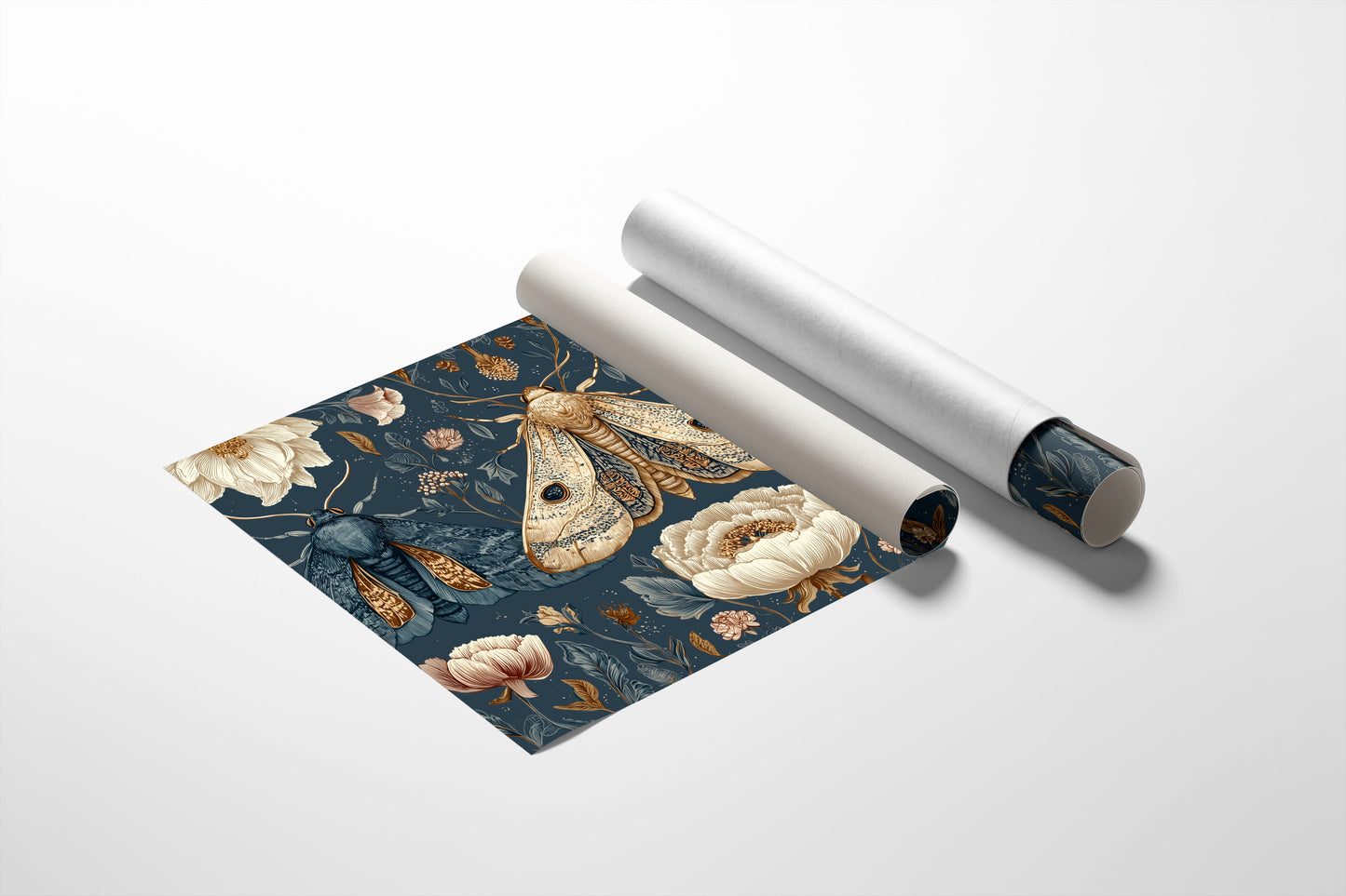 Night Moths Among Blooming Peonies