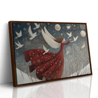 Winter Doves Follow Moonlit Dreams