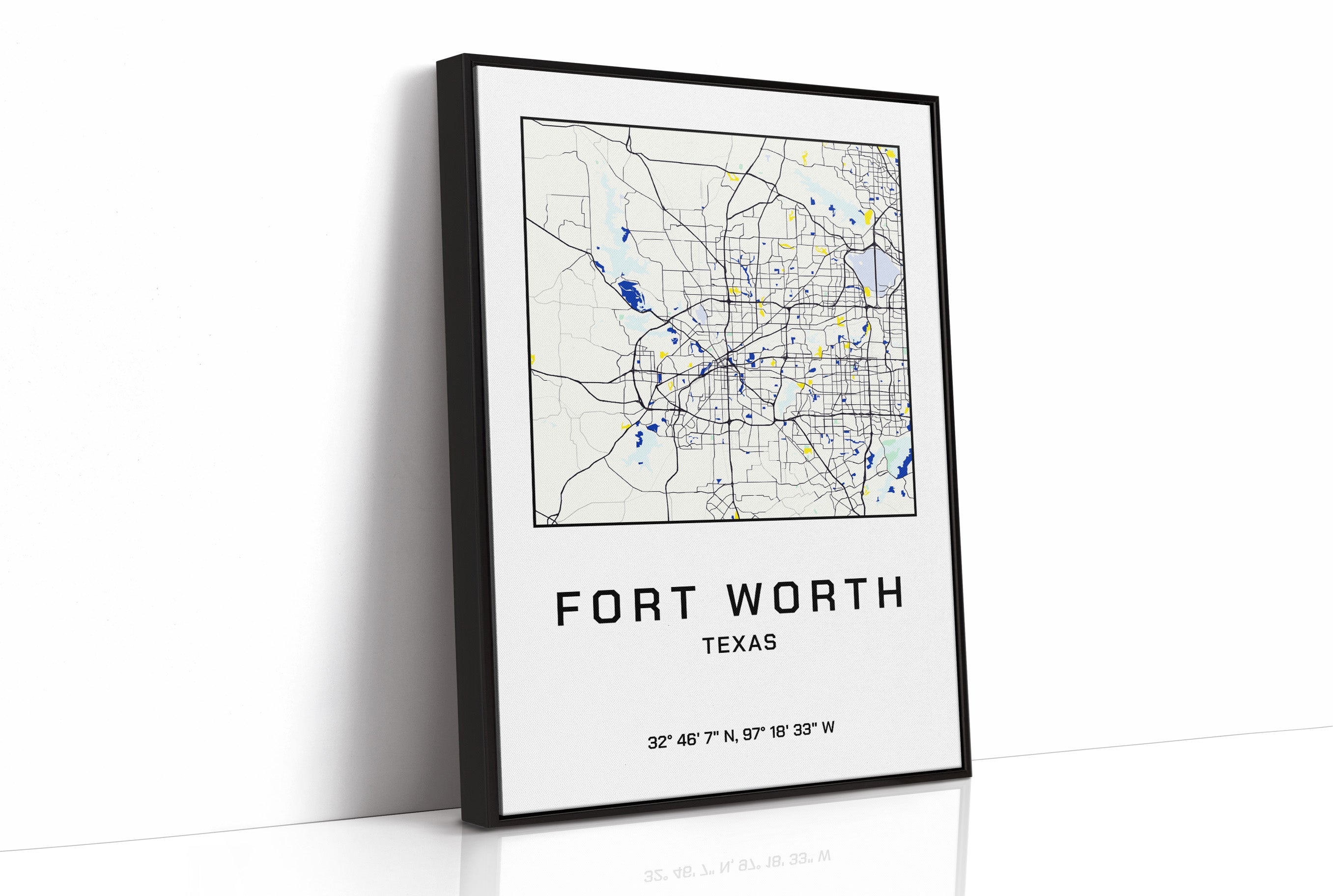 Fort Worth, Mapped in Navy & Gold