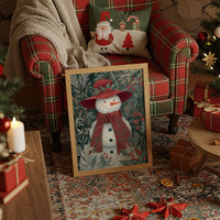 Winter Garden Snowman Wears Red
