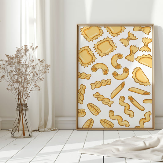Pasta Shapes Dance In Golden Light